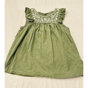 Gap Girls Top 8 Sage Green White  Embroidered Medium C9